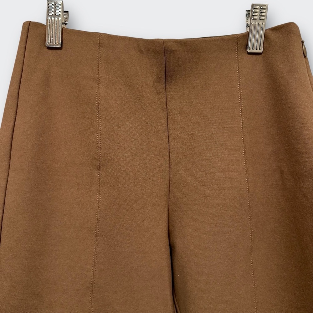 Quince Ultra-Stretch Ponte Pintuck Ankle Pants S Brown Roasted Pecan Minimalist - Picture 8 of 15